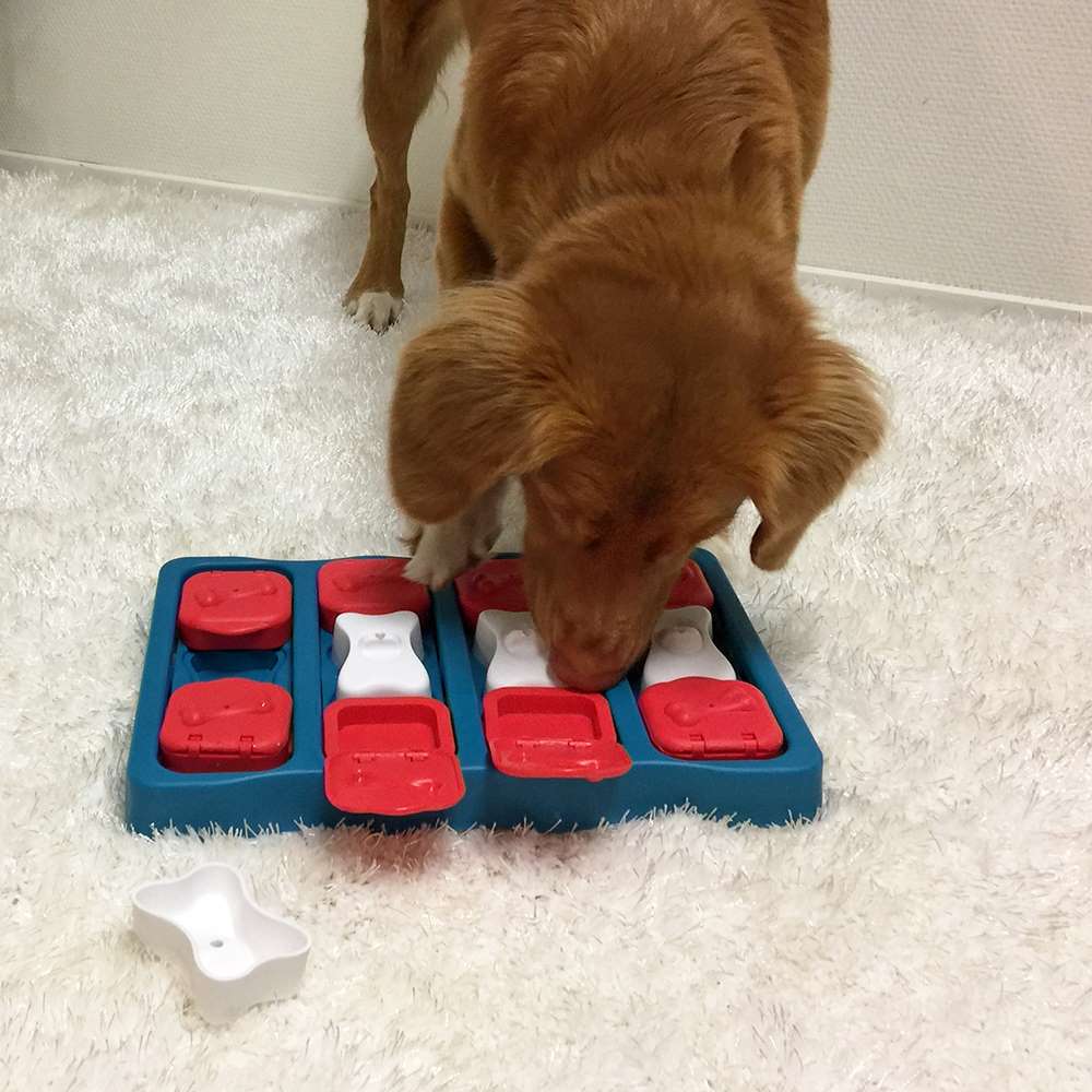 Nina Ottoson by Outward Hound dog hide and slide tan interactive treat puzzle dog toy Interactive dog puzzle Outward Hound Brick