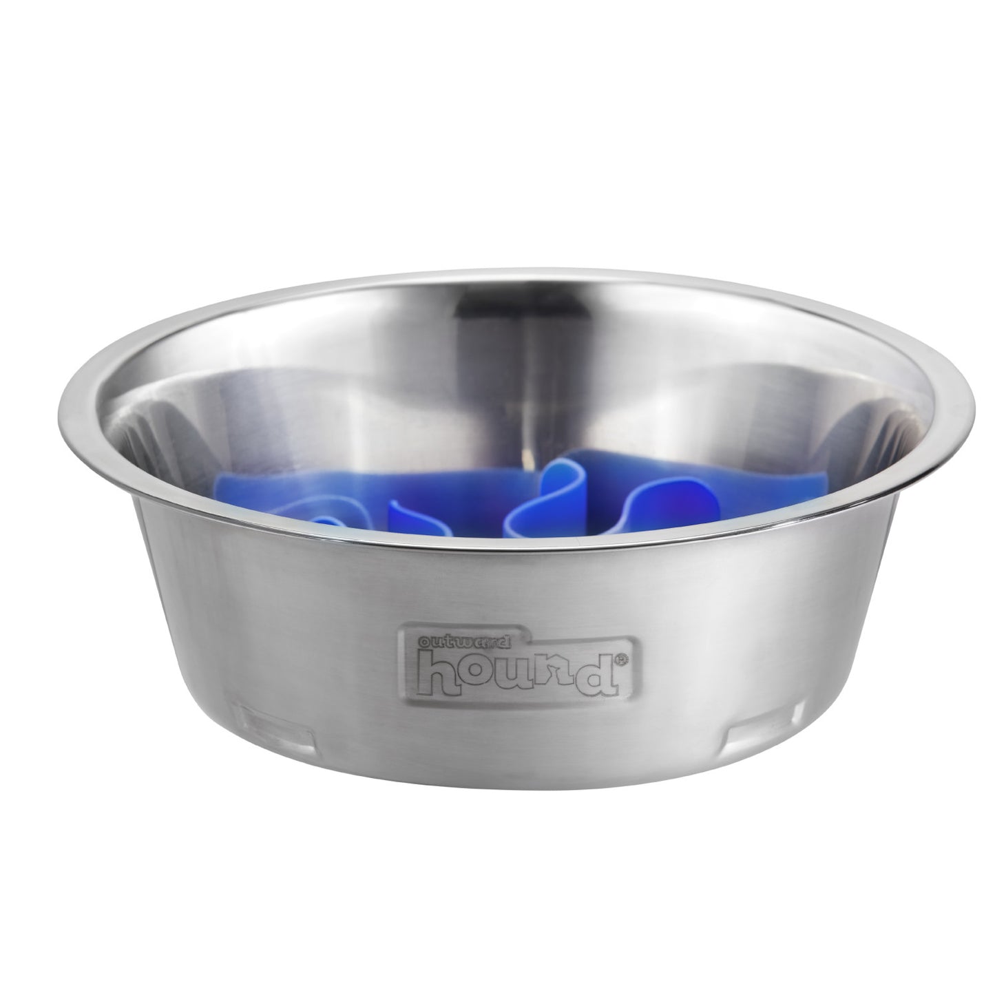 Outward Hound Fun Feeder Stainless Steel Slo Bowl Slow Feeder Dog Bowl with Removable Maze Insert, Medium, 2 Cups, Metal, Silver Gray Pet Bowls, Feeders & Waterers Outward Hound