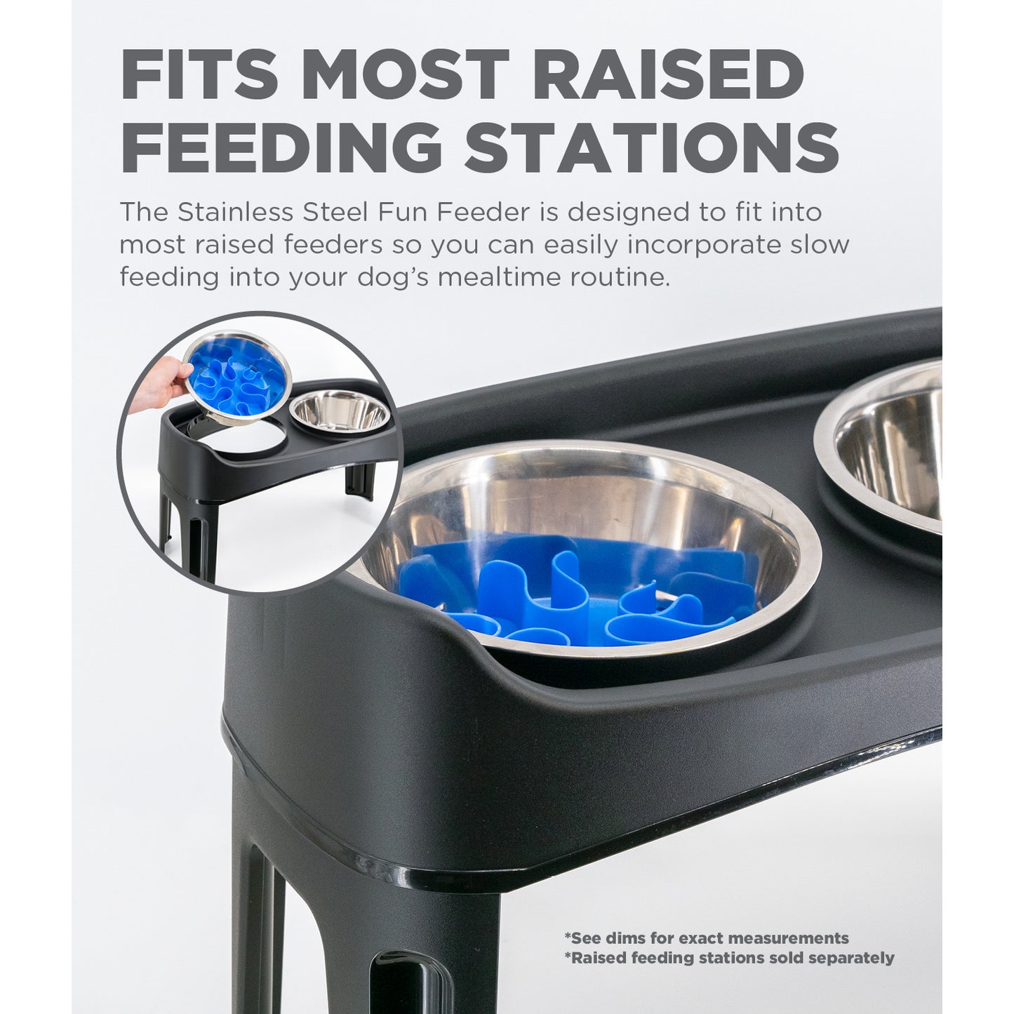 Outward Hound Fun Feeder Stainless Steel Slo Bowl Slow Feeder Dog Bowl with Removable Maze Insert, Medium, 2 Cups, Metal, Silver Gray Pet Bowls, Feeders & Waterers Outward Hound