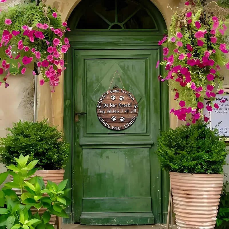 Wooden plaque "Crazy dogs live here" love you happiness