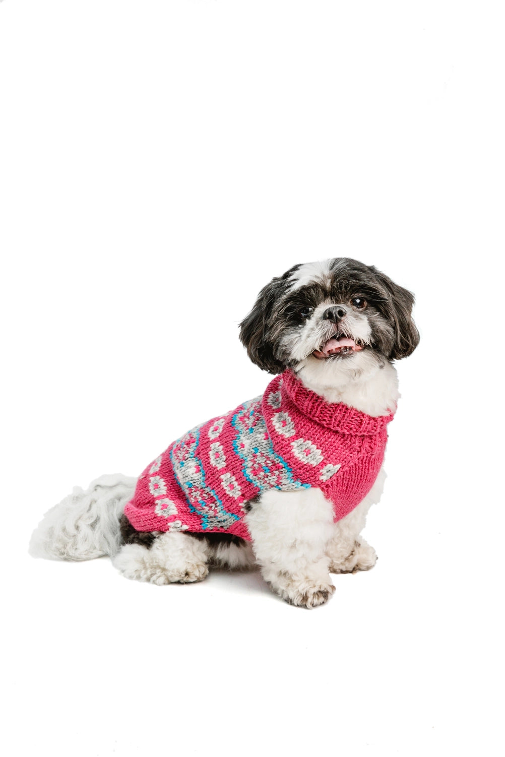 Rose Alpaca Fairisle Hand knitted dog jumper Chilli Dog S