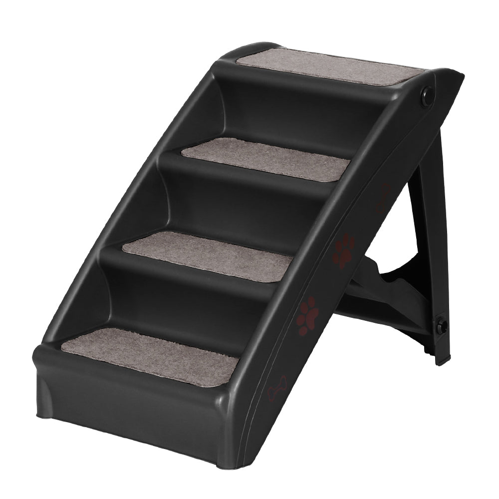 i.Pet Dog Ramp Steps For Bed Sofa Car Pet Stairs Ladder Portable Foldable Black Pet Care > Dog Supplies > Dog Steps & Ramps ipet