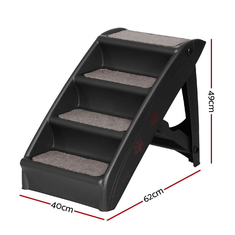 i.Pet Dog Ramp Steps For Bed Sofa Car Pet Stairs Ladder Portable Foldable Black Pet Care > Dog Supplies > Dog Steps & Ramps ipet