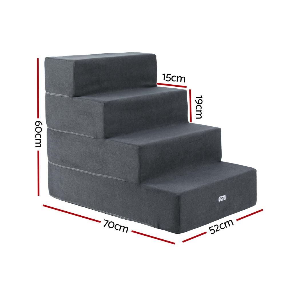 i.Pet Dog Ramp Foam Dog Cover Stairs Portable Cat Ladder For Sofa Bed 4 Steps Pet Care > Dog Supplies > Dog Steps & Ramps Woofy and Whiskers