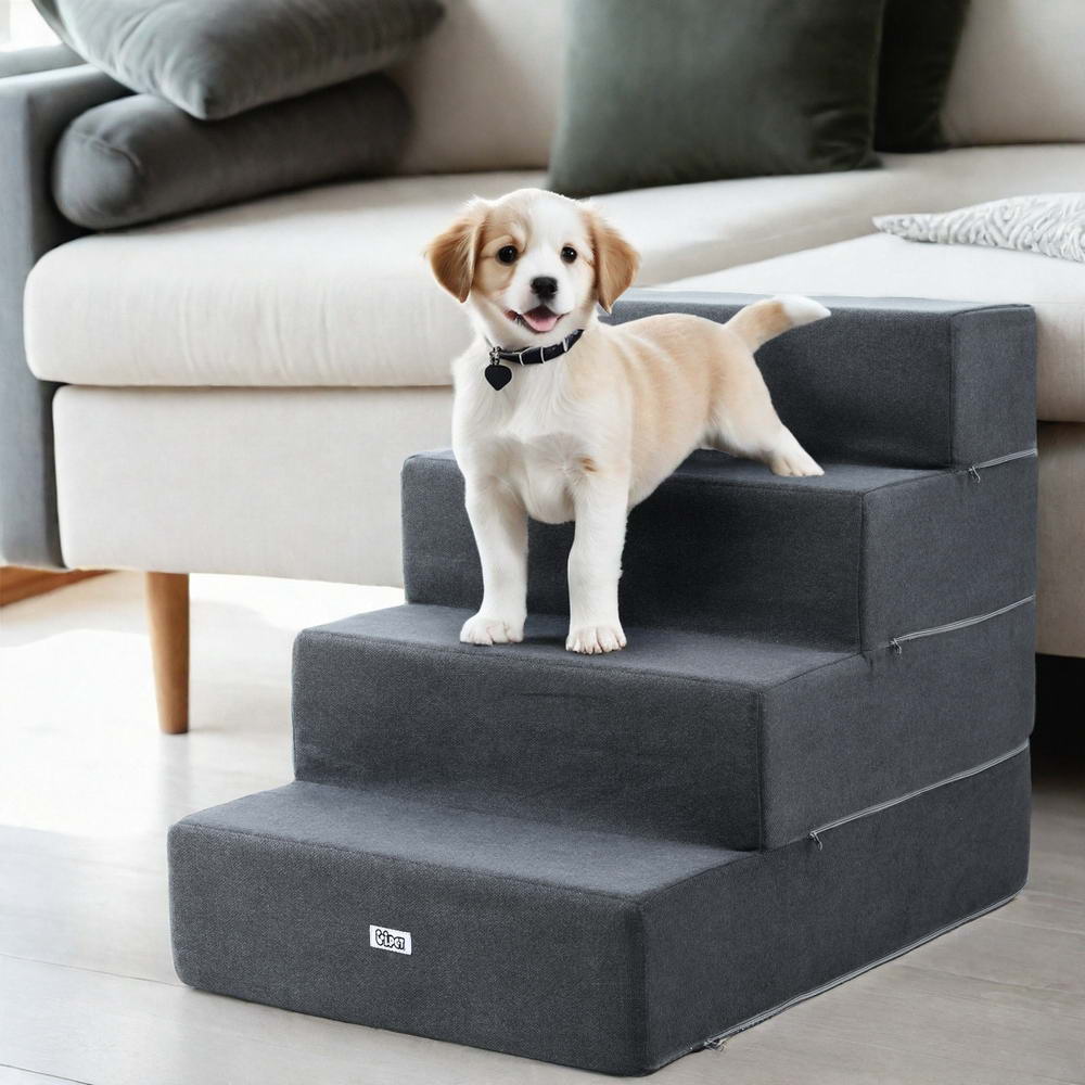 i.Pet Dog Ramp Foam Dog Cover Stairs Portable Cat Ladder For Sofa Bed 4 Steps Pet Care > Dog Supplies > Dog Steps & Ramps Woofy and Whiskers