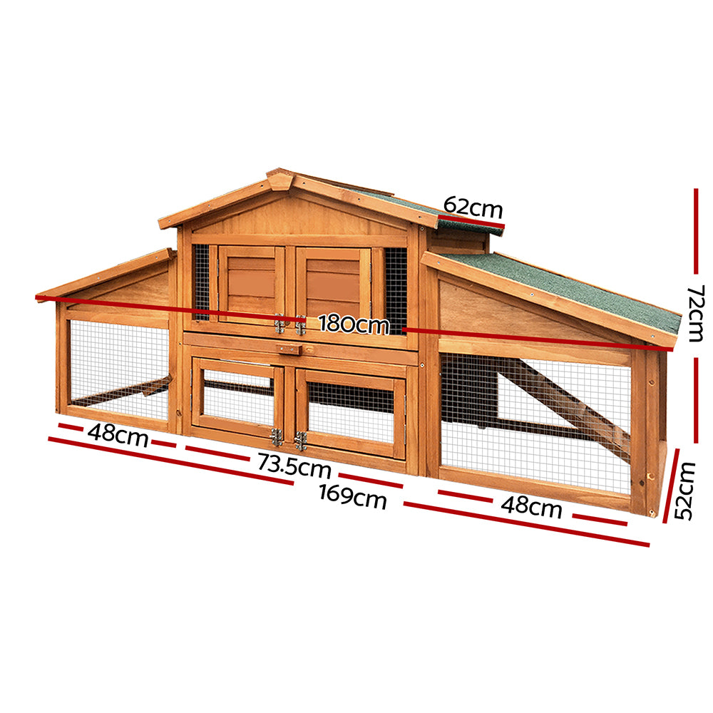 i.Pet Chicken Coop Rabbit Hutch 169cm x 52cm x 72cm Large House Outdoor Wooden Run Cage Pet Care > Coops & Hutches > Small Animal Habitats & Cages Woofy and Whiskers