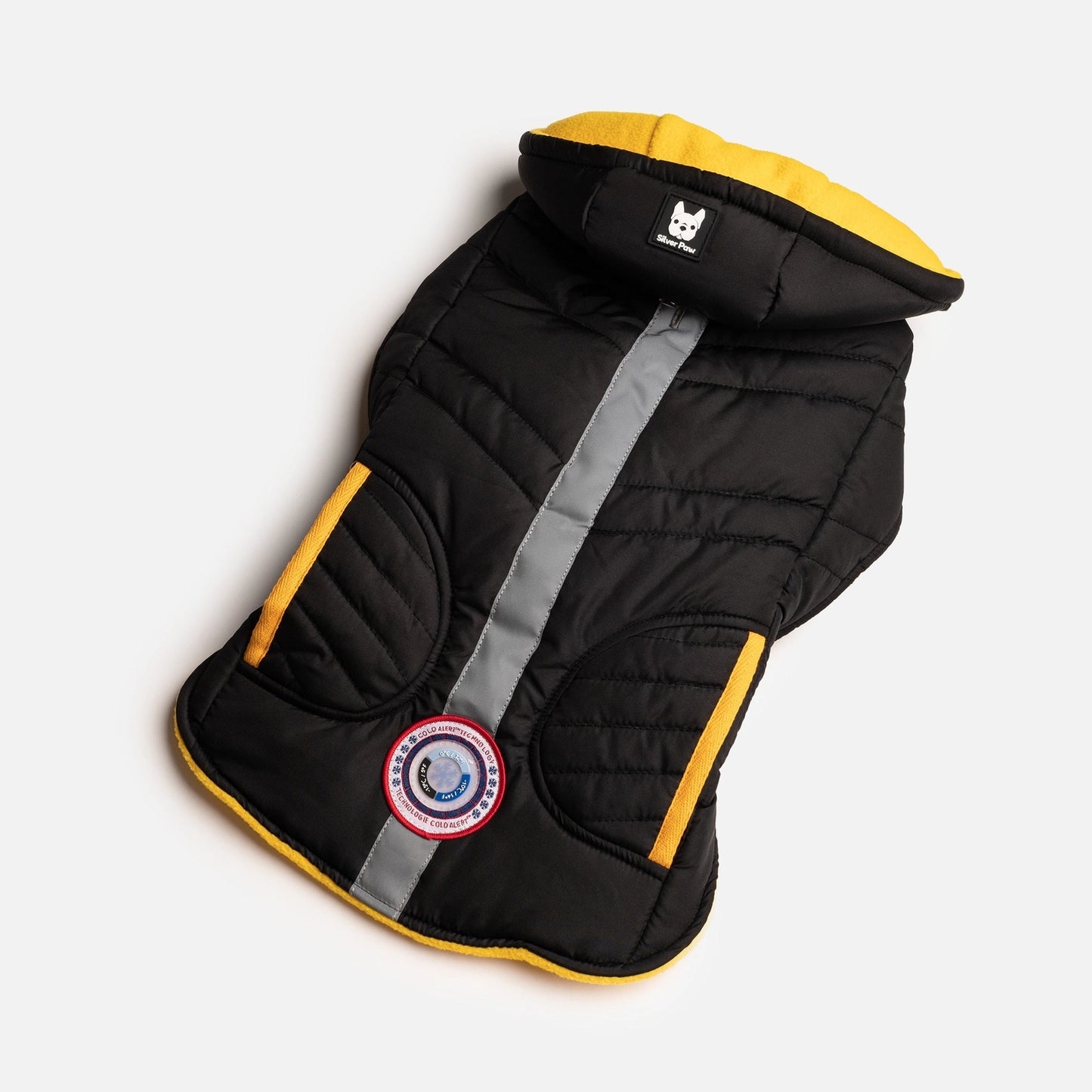 Jackson Dog Jacket - Black dog jacket Silver Paw