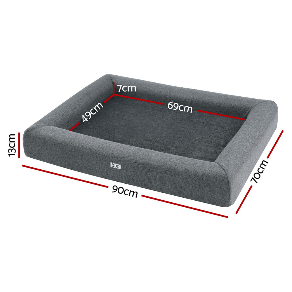 i.Pet Pet Bed Dog Cat Large Calming Soft Sofa Cushion Egg Crate Washable Grey Pet Care > Dog Supplies > Dog Beds Woofy and Whiskers