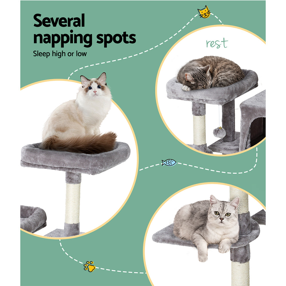 i.Pet Cat Tree 103cm Tower Scratching Post Scratcher Wood Condo House Trees Grey Pet Care > Cat Supplies > Cat Scratching Posts Ipet