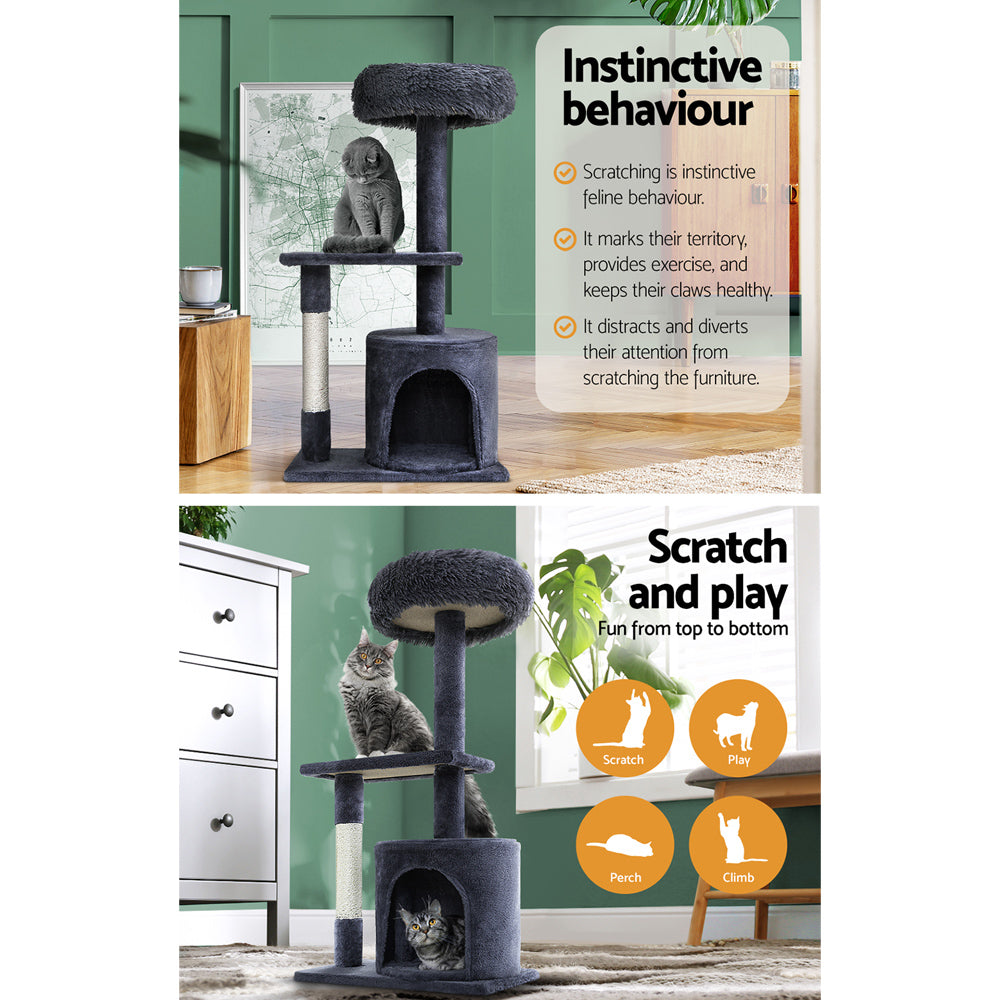 i.Pet Cat Tree 94cm Scratching Post Tower Scratcher Condo House Wood Trees Grey Pet Care > Cat Supplies > Cat Scratching Posts ipet