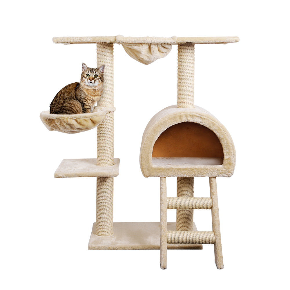 i.Pet Cat Tree 100cm Tower Scratching Post Scratcher Condo House Trees Bed Beige Pet Care > Cat Supplies > Cat Scratching Posts Ipet