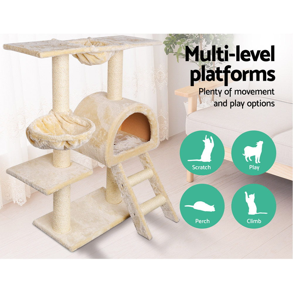 i.Pet Cat Tree 100cm Tower Scratching Post Scratcher Condo House Trees Bed Beige Pet Care > Cat Supplies > Cat Scratching Posts Ipet