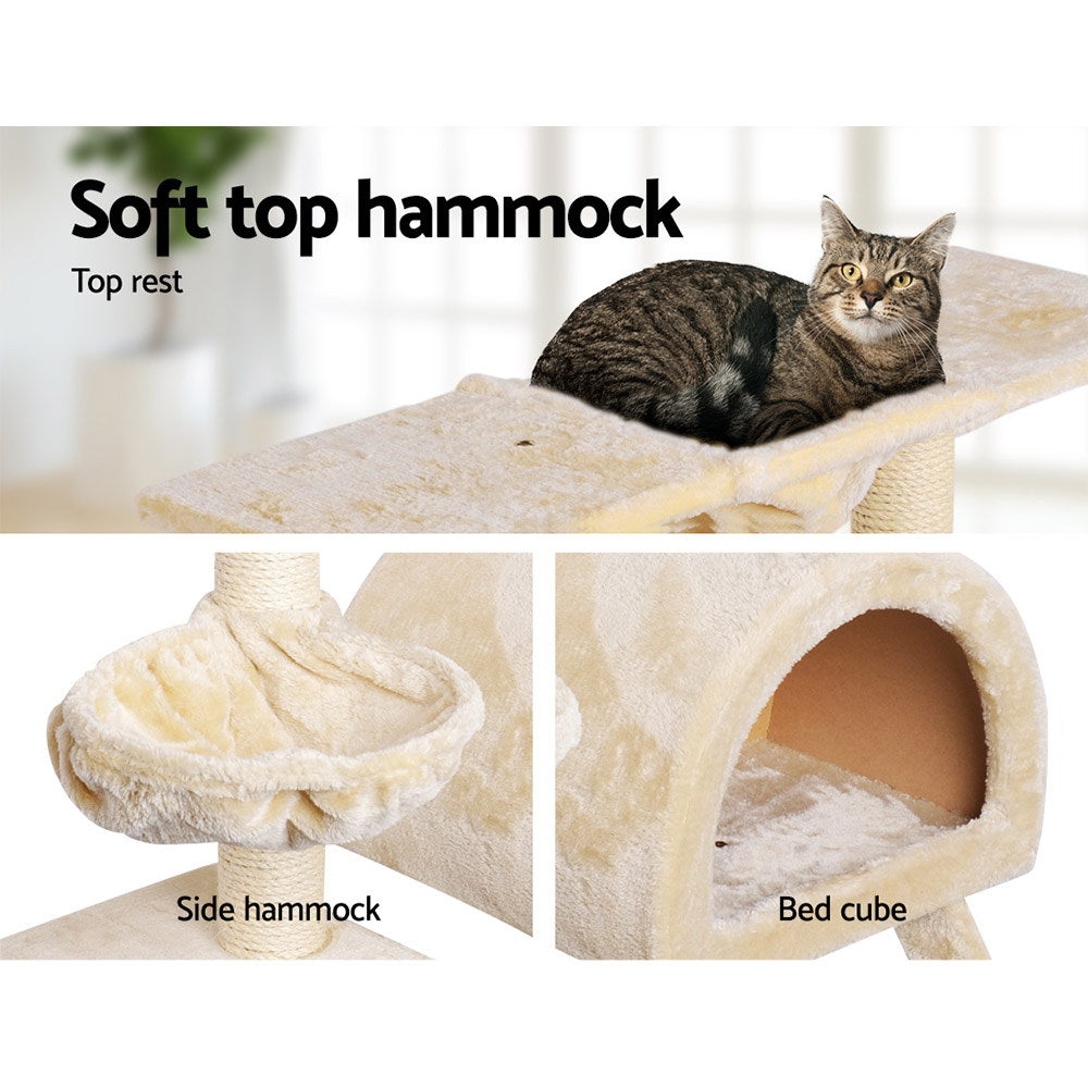 i.Pet Cat Tree 100cm Tower Scratching Post Scratcher Condo House Trees Bed Beige Pet Care > Cat Supplies > Cat Scratching Posts Ipet
