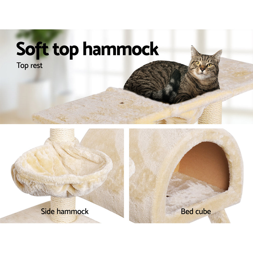 i.Pet Cat Tree 100cm Tower Scratching Post Scratcher Condo House Trees Bed Beige Pet Care > Cat Supplies > Cat Scratching Posts Ipet