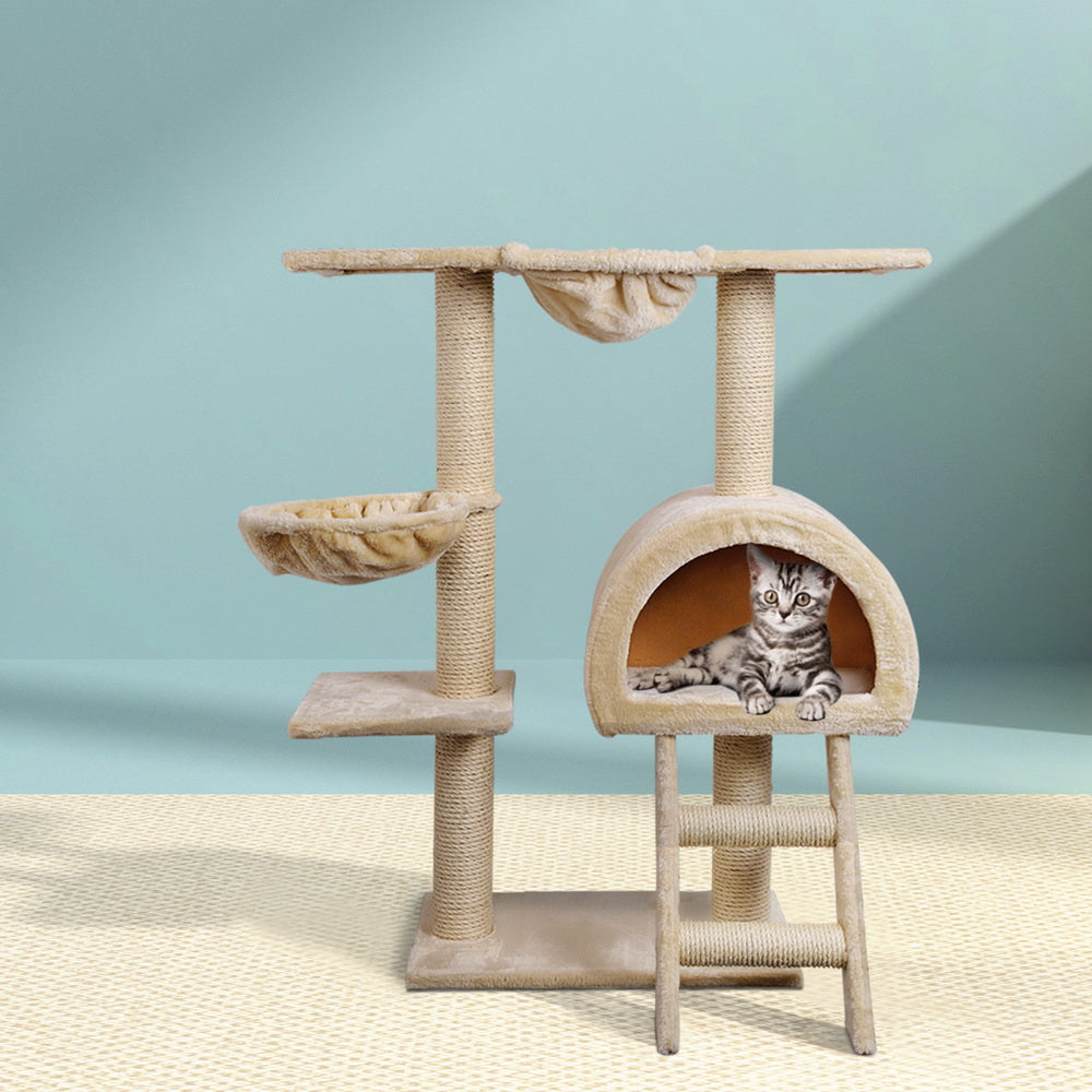 i.Pet Cat Tree 100cm Tower Scratching Post Scratcher Condo House Trees Bed Beige Pet Care > Cat Supplies > Cat Scratching Posts Ipet