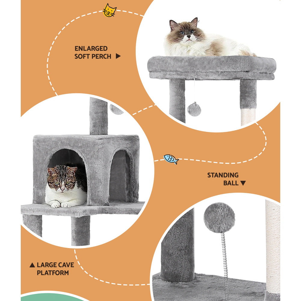 i.Pet Cat Tree Tower Scratching Post Scratcher 143cm Condo House Trees Grey Pet Care > Cat Supplies > Cat Scratching Posts ipet