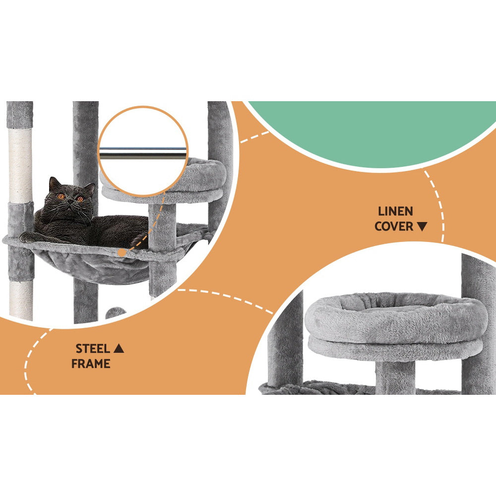 i.Pet Cat Tree Tower Scratching Post Scratcher 143cm Condo House Trees Grey Pet Care > Cat Supplies > Cat Scratching Posts ipet