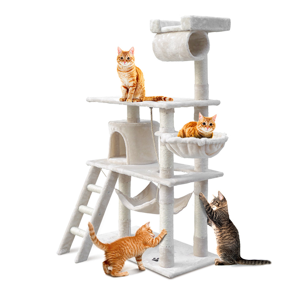 i.Pet Cat Tree 141cm Tower Scratching Post Scratcher Condo Wood House Bed Beige Pet Care > Cat Supplies > Cat Scratching Posts Ipet