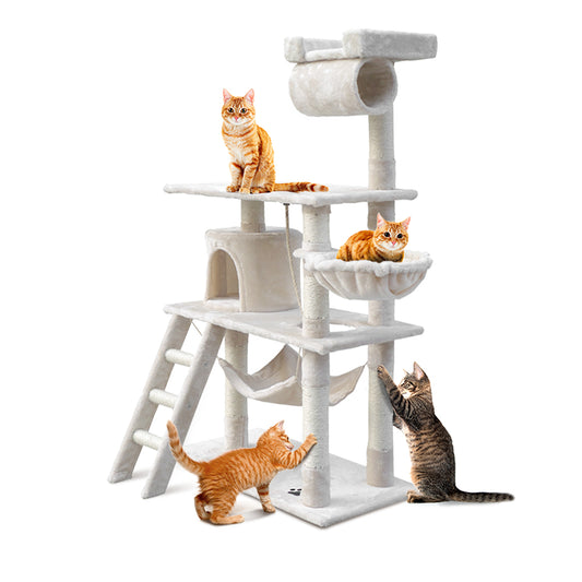 i.Pet Cat Tree 141cm Tower Scratching Post Scratcher Condo Wood House Bed Beige Pet Care > Cat Supplies > Cat Scratching Posts Ipet