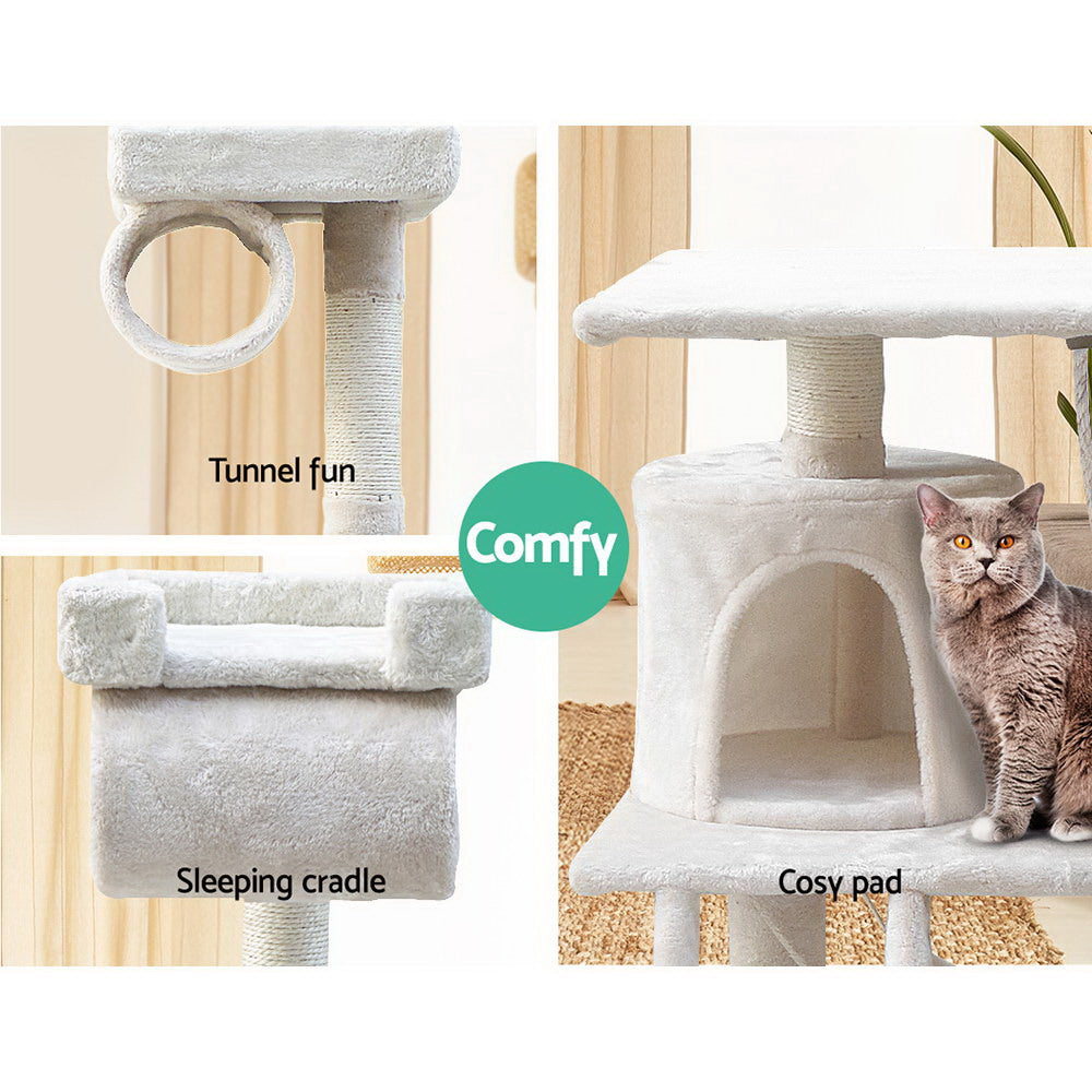 i.Pet Cat Tree 141cm Tower Scratching Post Scratcher Condo Wood House Bed Beige Pet Care > Cat Supplies > Cat Scratching Posts Ipet