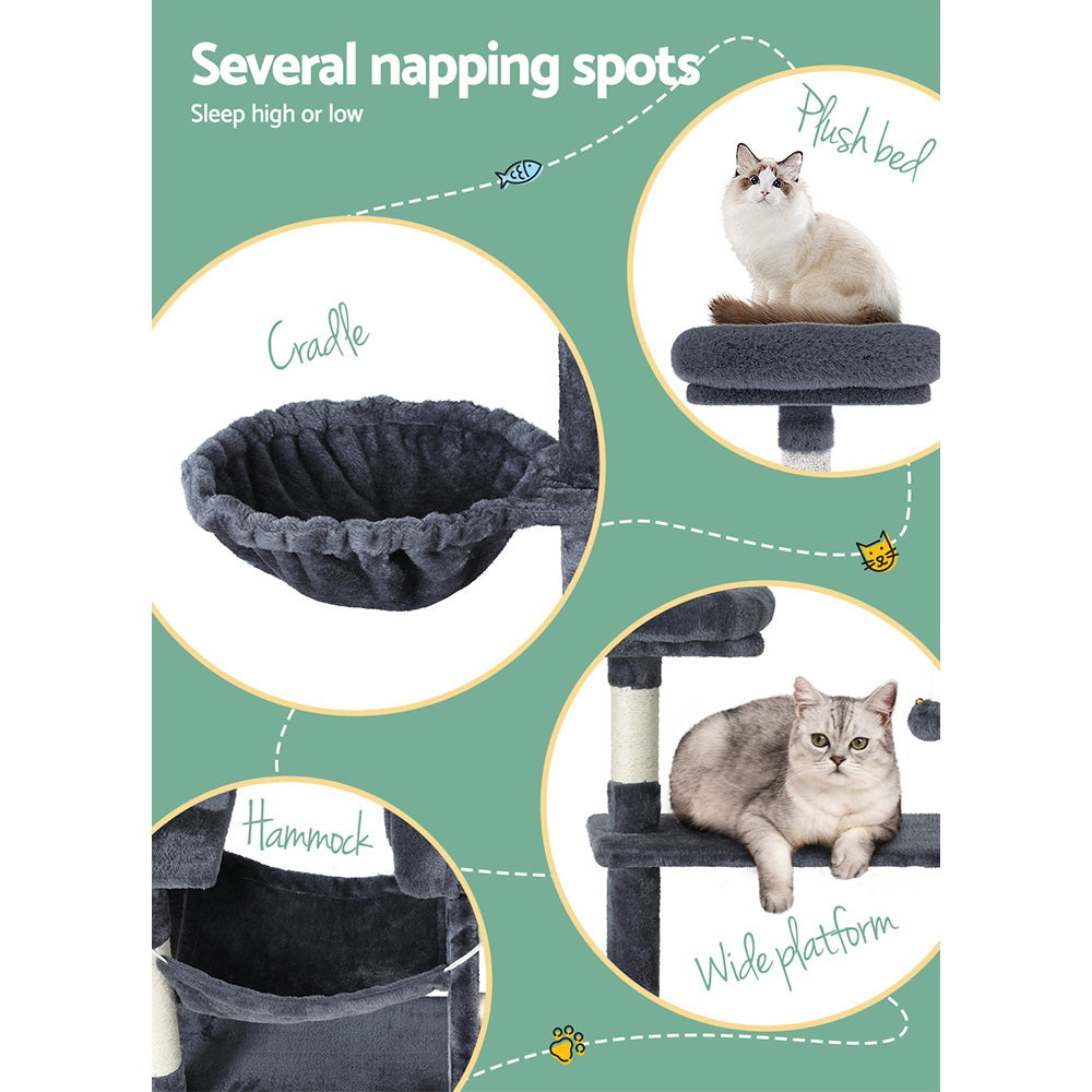 i.Pet Cat Tree 144cm Tower Scratching Post Scratcher Wood Condo Toys House Bed Pet Care > Cat Supplies > Cat Scratching Posts ipet