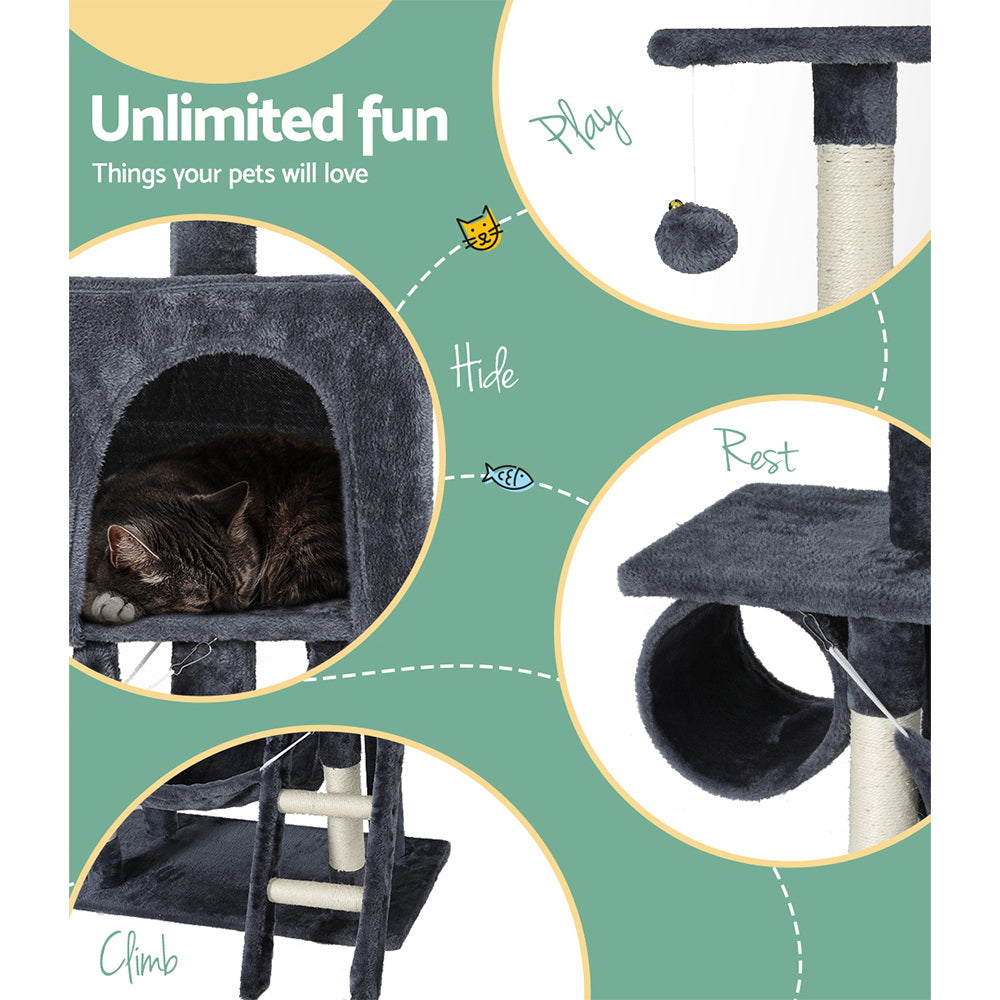 i.Pet Cat Tree 144cm Tower Scratching Post Scratcher Wood Condo Toys House Bed Pet Care > Cat Supplies > Cat Scratching Posts ipet