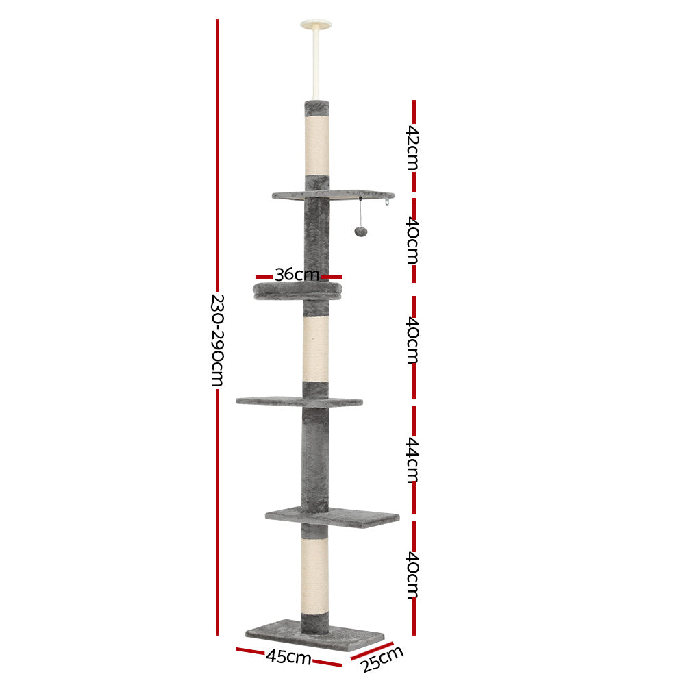 i.Pet Cat Tree 290cm Tower Scratching Post Scratcher Floor to Ceiling Cats Bed Pet Care > Cat Supplies > Cat Scratching Posts Ipet