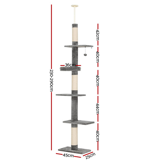 i.Pet Cat Tree 290cm Tower Scratching Post Scratcher Floor to Ceiling Cats Bed Pet Care > Cat Supplies > Cat Scratching Posts Ipet