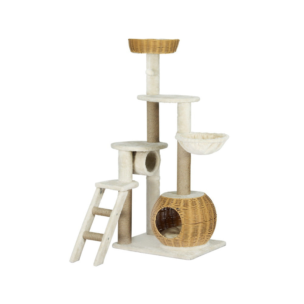 i.Pet Cat Tree 138cm Tower Scratching Post Scratcher Wood Bed Condo House Rattan Ladder Pet Care > Cat Supplies > Cat Scratching Posts ipet