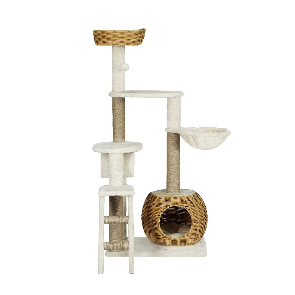 i.Pet Cat Tree 138cm Tower Scratching Post Scratcher Wood Bed Condo House Rattan Ladder Pet Care > Cat Supplies > Cat Scratching Posts ipet