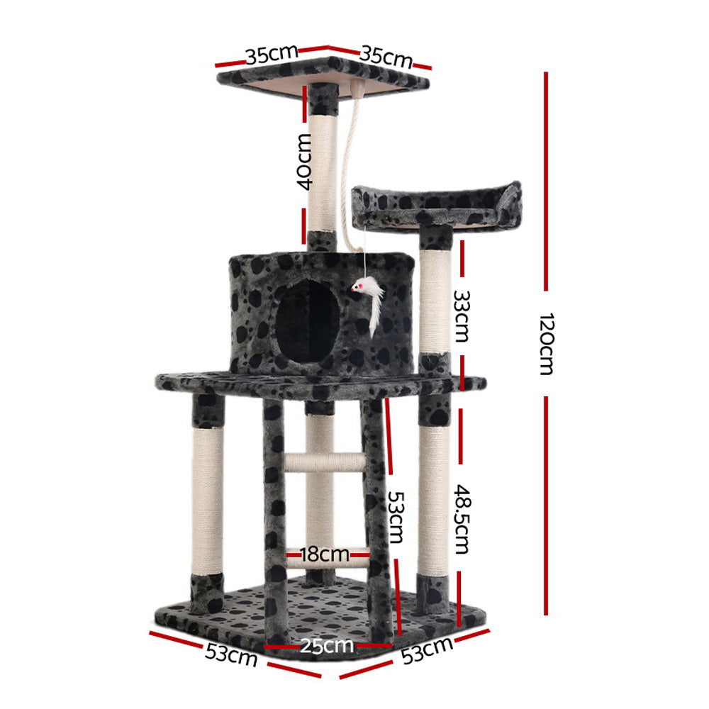 i.Pet Cat Tree 120cm Tower Scratching Post Scratcher Trees Bed Wood Condo Toys Bed Pet Care > Cat Supplies > Cat Scratching Posts Ipet