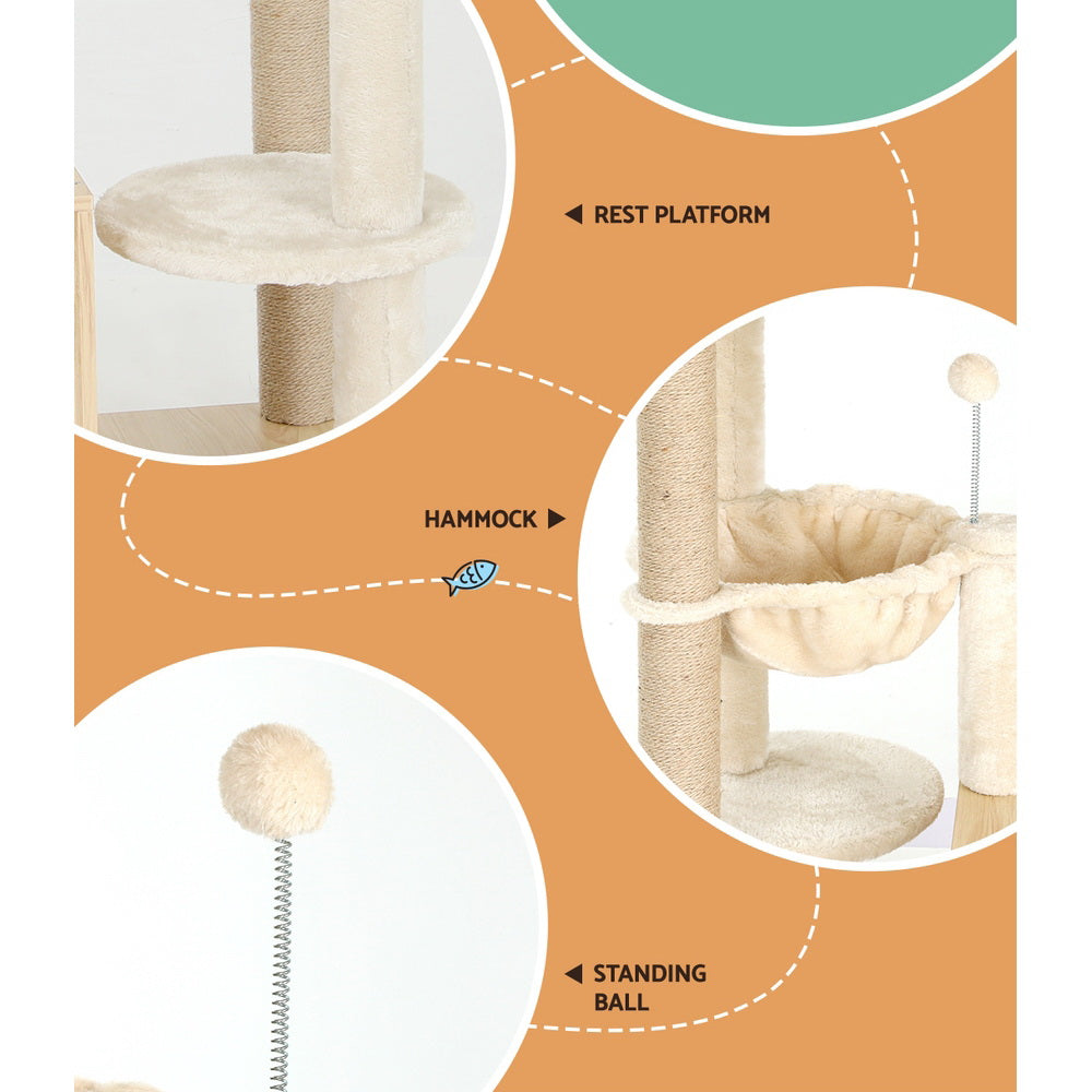 i.Pet Cat Tree 141cm Tower Scratching Post Scratcher Wood Bed Condo Toys House Ladder Pet Care > Cat Supplies > Cat Scratching Posts ipet