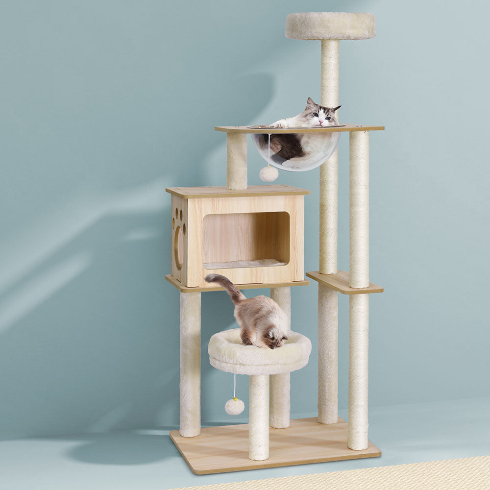 i.Pet Cat Tree Tower Scratching Post Scratcher 142cm Wood Bed Condo House Pet Care > Cat Supplies > Cat Furniture ipet