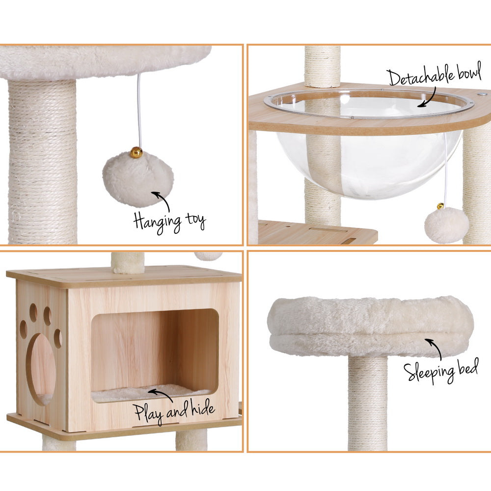 i.Pet Cat Tree Tower Scratching Post Scratcher 142cm Wood Bed Condo House Pet Care > Cat Supplies > Cat Furniture ipet