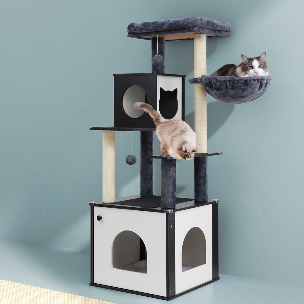 i.Pet Cat Tree Tower Scratching Post Scratcher 144cm Wood Bed Condo House Cabinet Pet Care > Cat Supplies > Cat Scratching Posts ipet