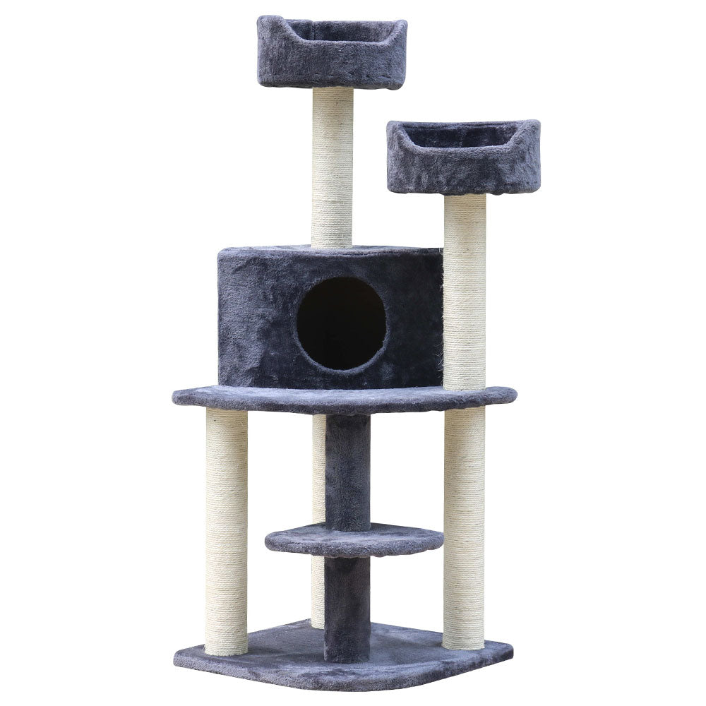 i.Pet Cat Tree 126cm Tower Scratching Post Scratcher Condo Trees House Grey Pet Care > Cat Supplies > Cat Scratching Posts ipet