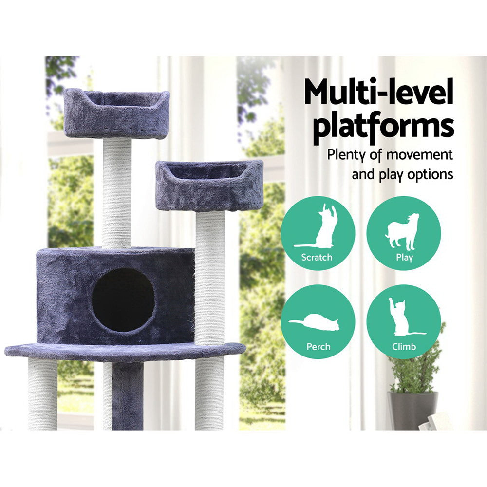 i.Pet Cat Tree 126cm Tower Scratching Post Scratcher Condo Trees House Grey Pet Care > Cat Supplies > Cat Scratching Posts ipet