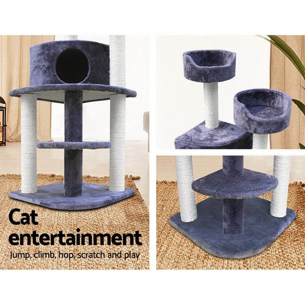 i.Pet Cat Tree 126cm Tower Scratching Post Scratcher Condo Trees House Grey Pet Care > Cat Supplies > Cat Scratching Posts ipet