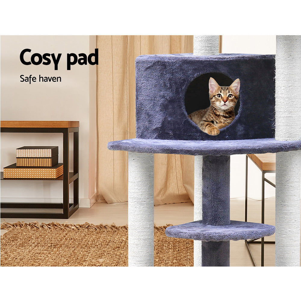 i.Pet Cat Tree 126cm Tower Scratching Post Scratcher Condo Trees House Grey Pet Care > Cat Supplies > Cat Scratching Posts ipet