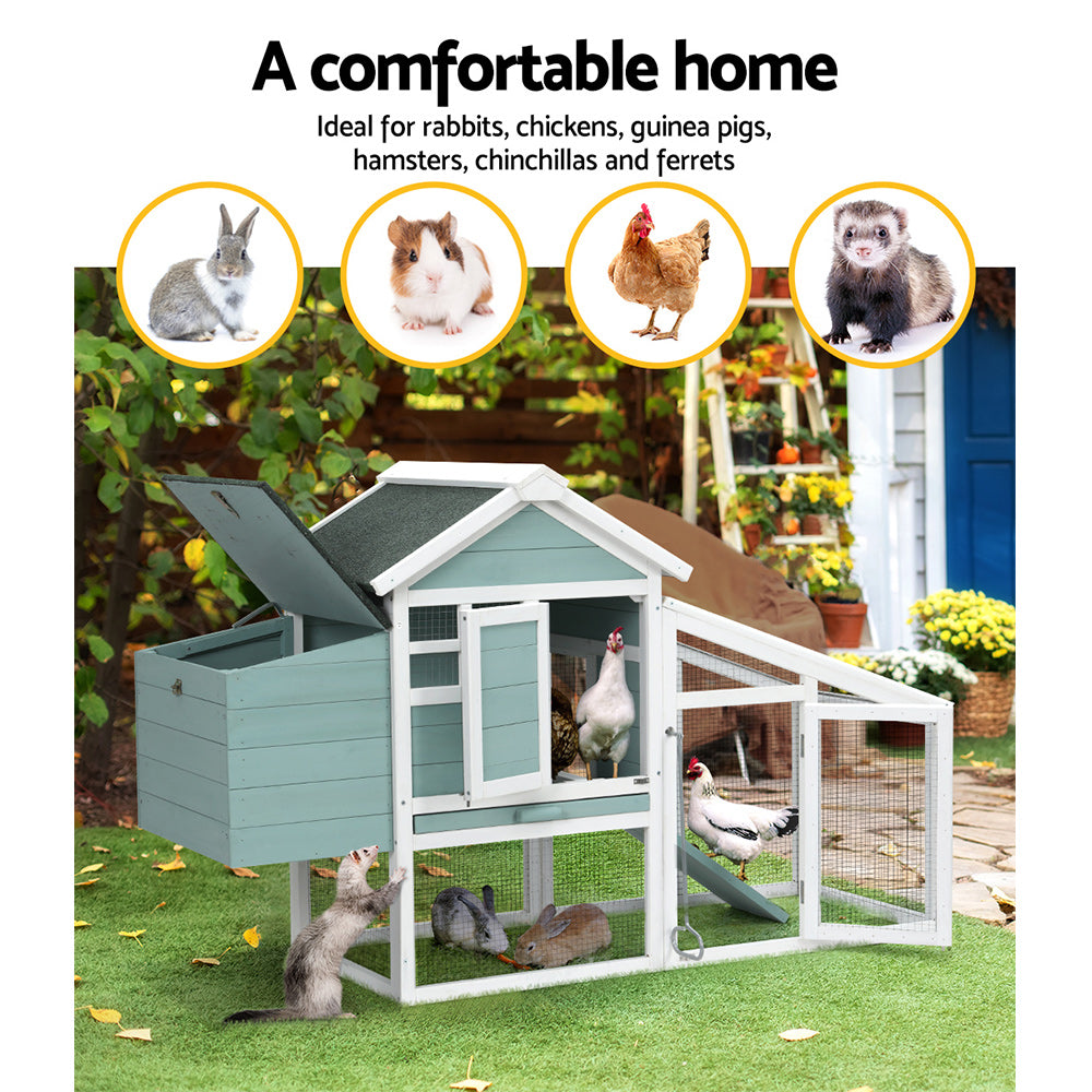 i.Pet Chicken Coop Rabbit Hutch 150cm x 60cm x 93cm Large House Run Cage Wooden Outdoor Bunny Pet Care > Coops & Hutches > Small Animal Habitats & Cages Woofy and Whiskers
