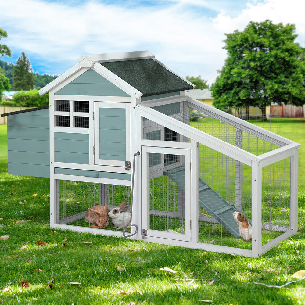 i.Pet Chicken Coop Rabbit Hutch 150cm x 60cm x 93cm Large House Run Cage Wooden Outdoor Bunny Pet Care > Coops & Hutches > Small Animal Habitats & Cages Woofy and Whiskers