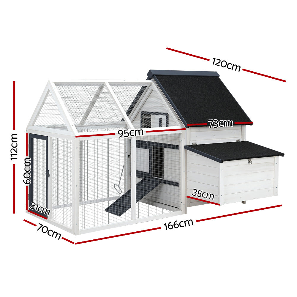 i.Pet Chicken Coop Rabbit Hutch 166cm x 120cm x 112cm Large House Run Cage XL Bunny Wooden Pet Care > Coops & Hutches > Small Animal Habitats & Cages Woofy and Whiskers