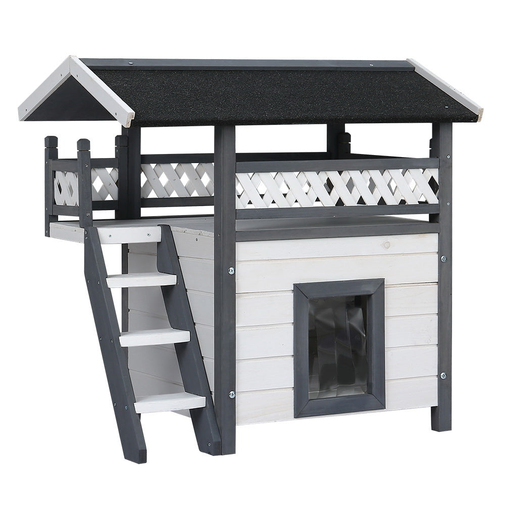 i.Pet Cat House Outdoor Shelter 77cm x 50cm x 73cm Rabbit Hutch Wooden Condo Small Dog Enclosure Pet Care > Coops & Hutches > Small Animal Habitats & Cages Woofy and Whiskers