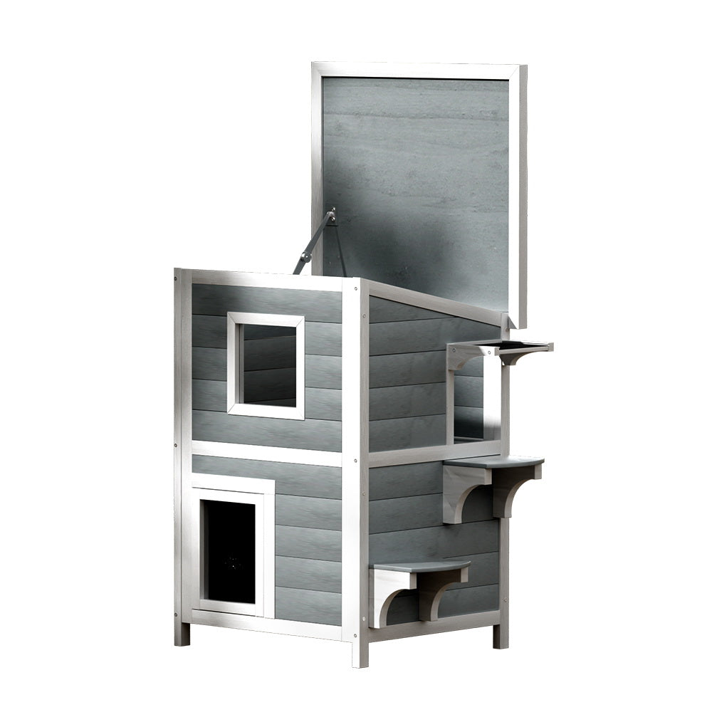 i.Pet Cat House Outdoor Shelter 56cm x 52cm x 82cm Rabbit Hutch Wooden Condo Small Dog Pet Enclosure Pet Care > Coops & Hutches > Small Animal Habitats & Cages Woofy and Whiskers