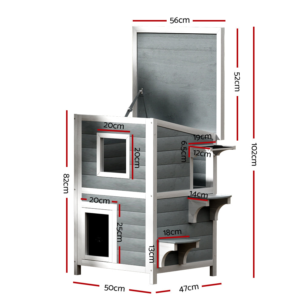 i.Pet Cat House Outdoor Shelter 56cm x 52cm x 82cm Rabbit Hutch Wooden Condo Small Dog Pet Enclosure Pet Care > Coops & Hutches > Small Animal Habitats & Cages Woofy and Whiskers