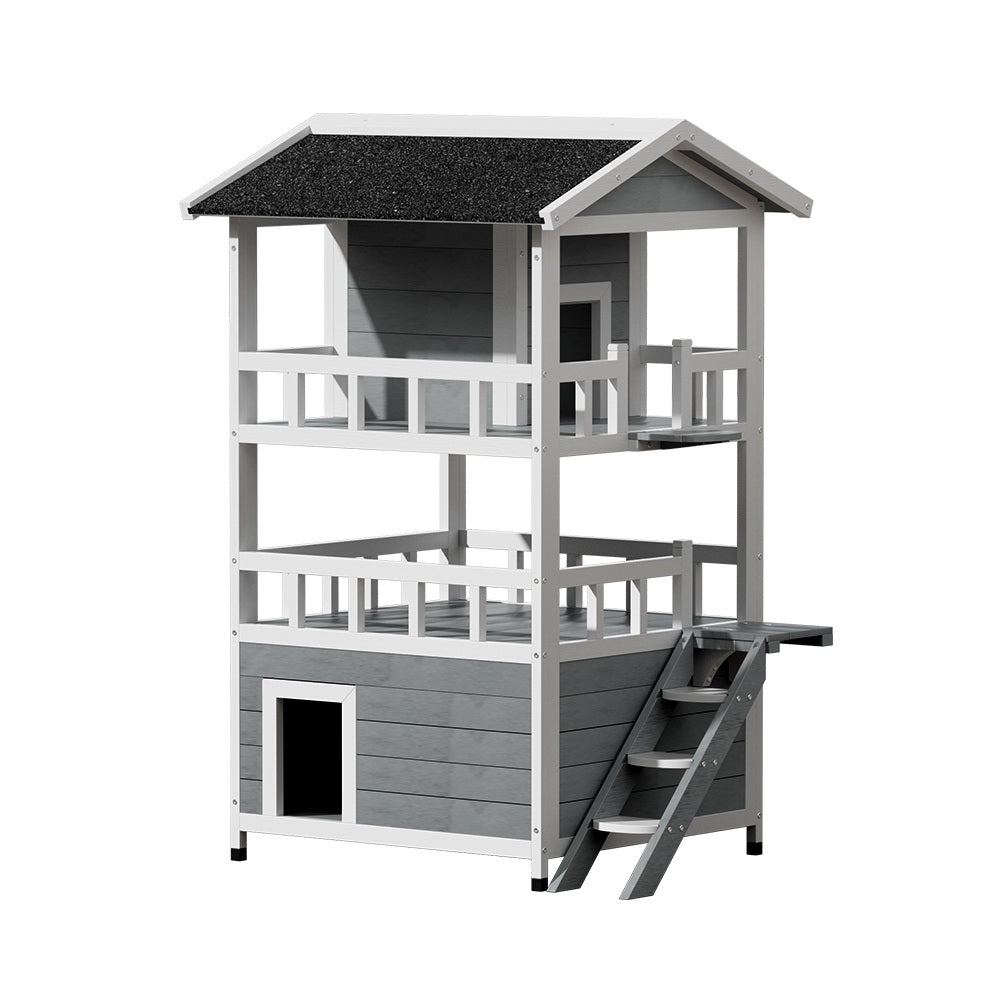 i.Pet Cat House Outdoor Shelter 72cm x 72cm x 127cm Rabbit Hutch Wooden Condo Small Dog Pet Houses Enclosure Pet Care > Coops & Hutches > Small Animal Habitats & Cages Woofy and Whiskers