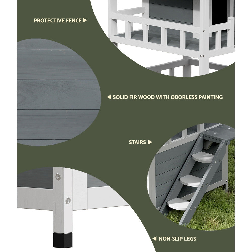 i.Pet Cat House Outdoor Shelter 72cm x 72cm x 127cm Rabbit Hutch Wooden Condo Small Dog Pet Houses Enclosure Pet Care > Coops & Hutches > Small Animal Habitats & Cages Woofy and Whiskers