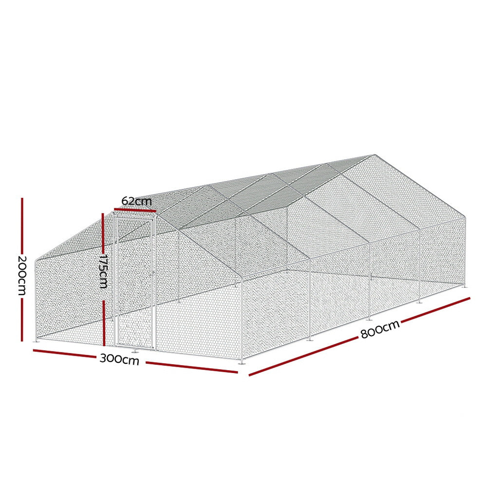i.Pet Chicken Coop Cage 3x8x2m Galvanised Steel Pet Care > Coops & Hutches > Coop & Hutch Accessories ipet