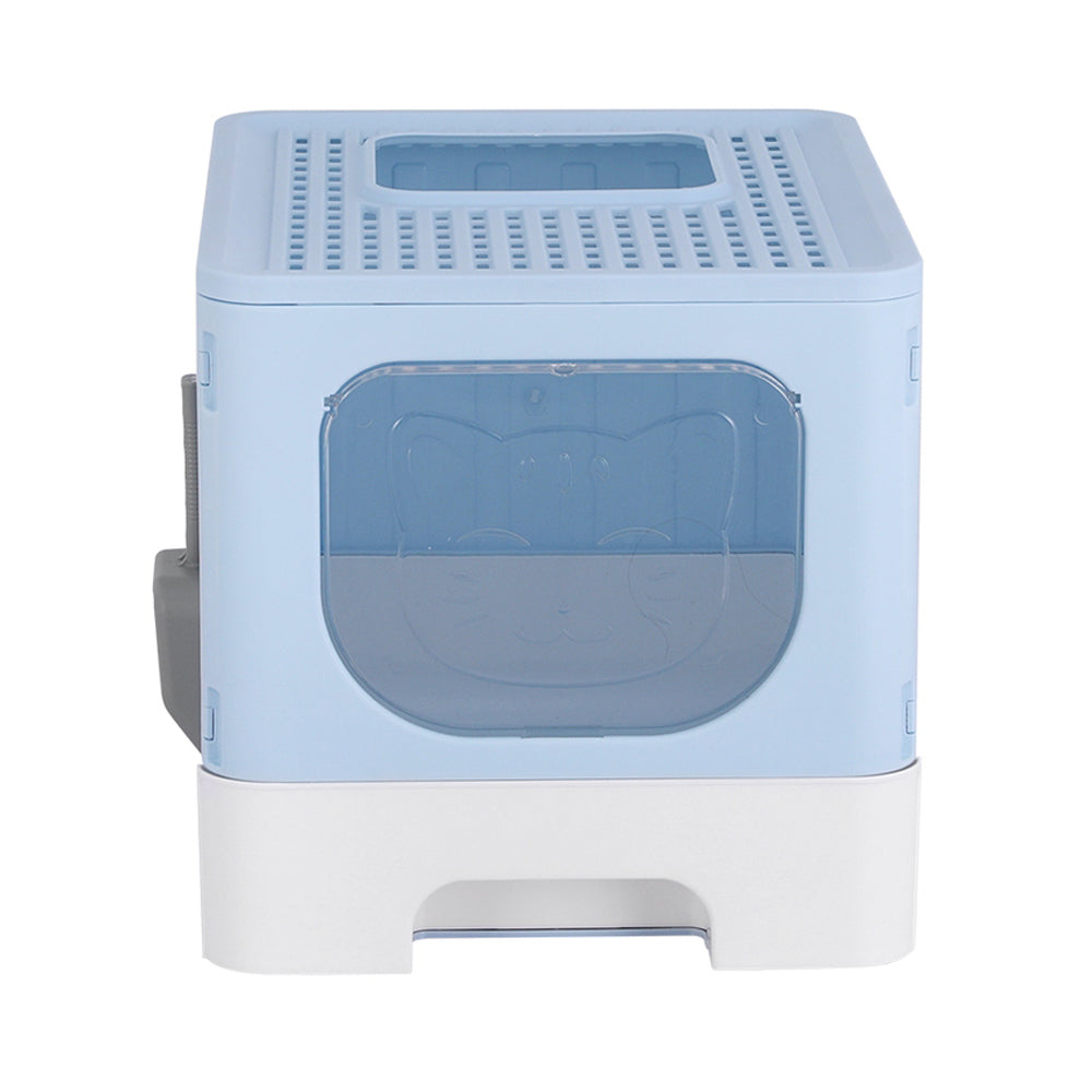 i.Pet Cat Litter Box Large Tray Kitty Toilet Enclosed Hooded Foldable Cat Litter Box Scoop Blue Pet Care > Cat Supplies > Cat Litter ipet