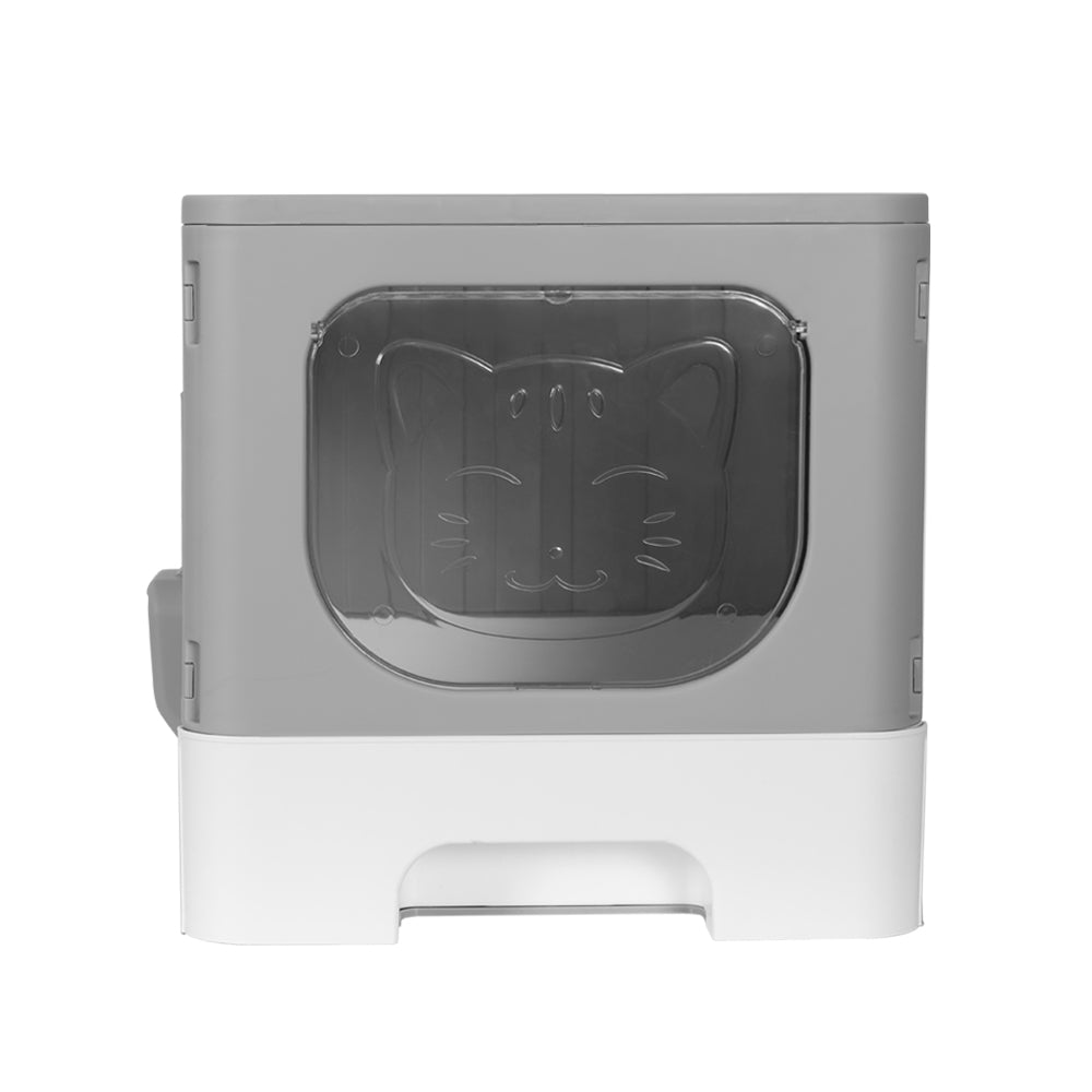 i.Pet Cat Litter Box Large Tray Kitty Toilet Enclosed Hooded Foldable Cat Litter Box Scoop Grey Pet Care > Cat Supplies > Cat Litter ipet